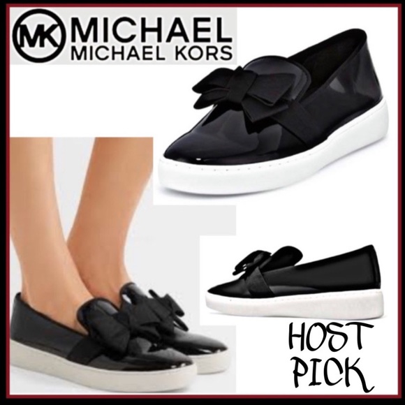 Michael Kors Shoes - MICHAEL KORS “IVY BOW” BLACK PATENT LEATHER SLIP-ON SHOE Sz 9